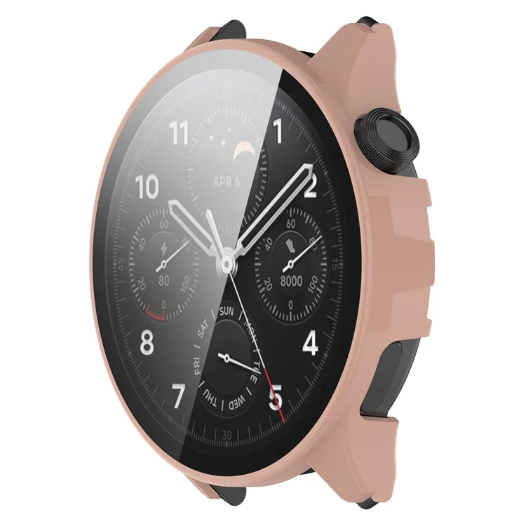 Case de PC Rígido Anti-arranhão Para Xiaomi Watch S1 Pro Smart Watch Protective Case Com Protetor de Tela de Vidro Temperado - Rosa
