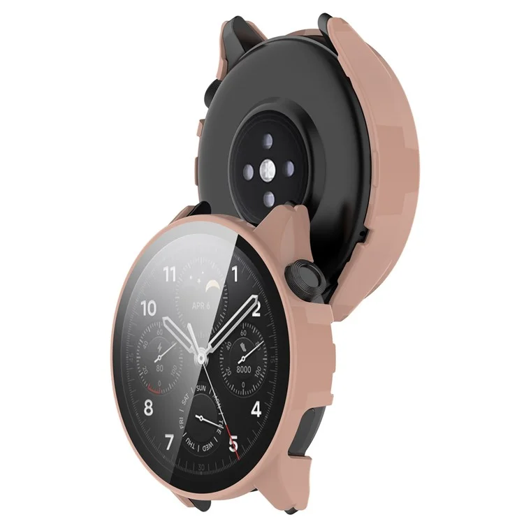 Case de PC Rígido Anti-arranhão Para Xiaomi Watch S1 Pro Smart Watch Protective Case Com Protetor de Tela de Vidro Temperado - Rosa