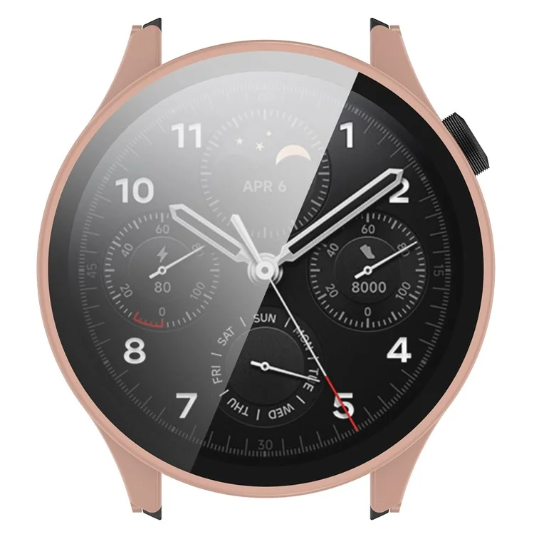 Case de PC Rígido Anti-arranhão Para Xiaomi Watch S1 Pro Smart Watch Protective Case Com Protetor de Tela de Vidro Temperado - Rosa