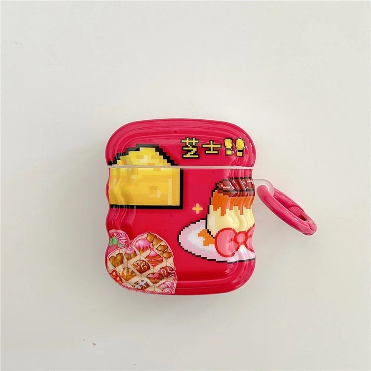 Para a Apple AirPods Com o Caso de Carregamento (2016) /(2019) / AirPods Com Estojo de Carregamento Sem Fio (2019) Padrão de Queijo de Borda de Onda TPU Caixa de Ouvido Tampa de Proteção Com Fivela de Anel