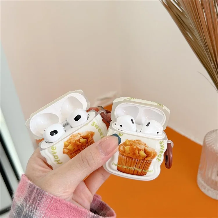 Per Apple AirPods 3 Torta Pattern Wave Edge TPU Case Protettivo Auricolare Coperchio Anti-drop Con Fibbia ad Anello
