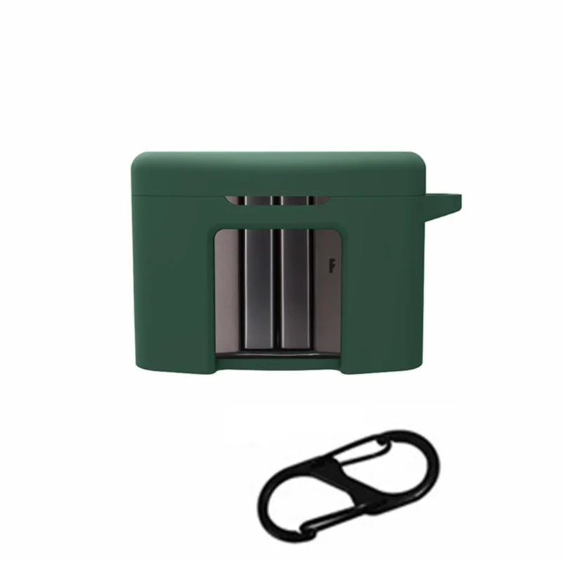 For FIIL CC Pro2 Silicone Case Bluetooth-compatible Earphone Anti-scratch Protective Cover with Anti-lost Buckle - Blackish Green