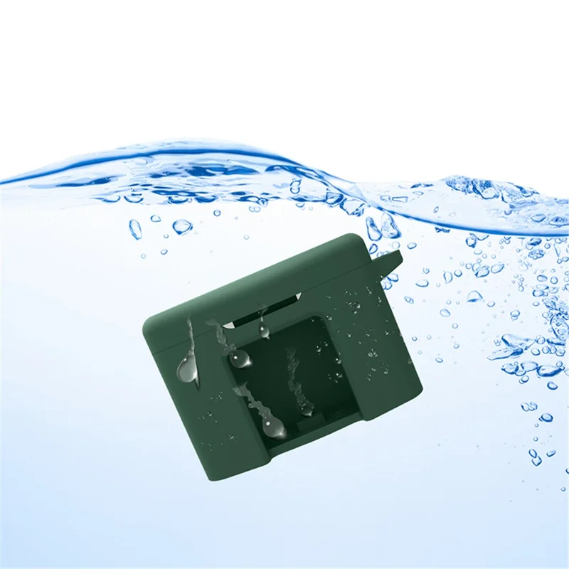 For FIIL CC Pro2 Silicone Case Bluetooth-compatible Earphone Anti-scratch Protective Cover with Anti-lost Buckle - Blackish Green