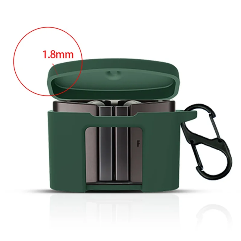 For FIIL CC Pro2 Silicone Case Bluetooth-compatible Earphone Anti-scratch Protective Cover with Anti-lost Buckle - Blackish Green