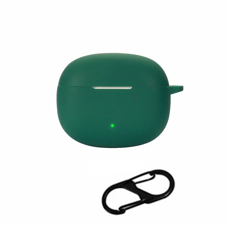 For Honor Earbuds X3i Silicone Bluetooth-compatible Earphone Silicone Case Anti-drop Earbuds Cover with Anti-lost Buckle - Blackish Green