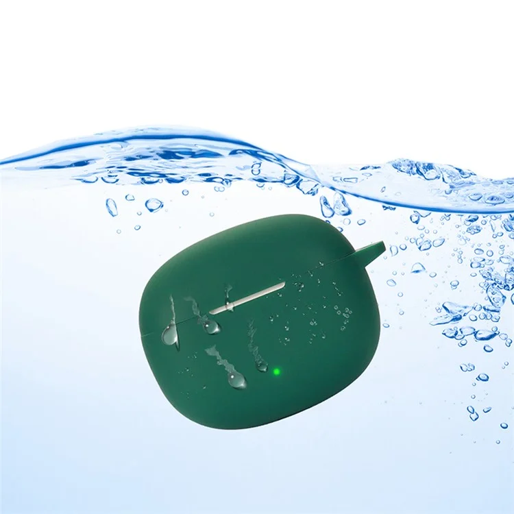 For Honor Earbuds X3i Silicone Bluetooth-compatible Earphone Silicone Case Anti-drop Earbuds Cover with Anti-lost Buckle - Blackish Green