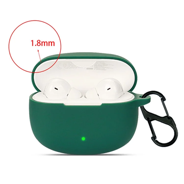 For Honor Earbuds X3i Silicone Bluetooth-compatible Earphone Silicone Case Anti-drop Earbuds Cover with Anti-lost Buckle - Blackish Green