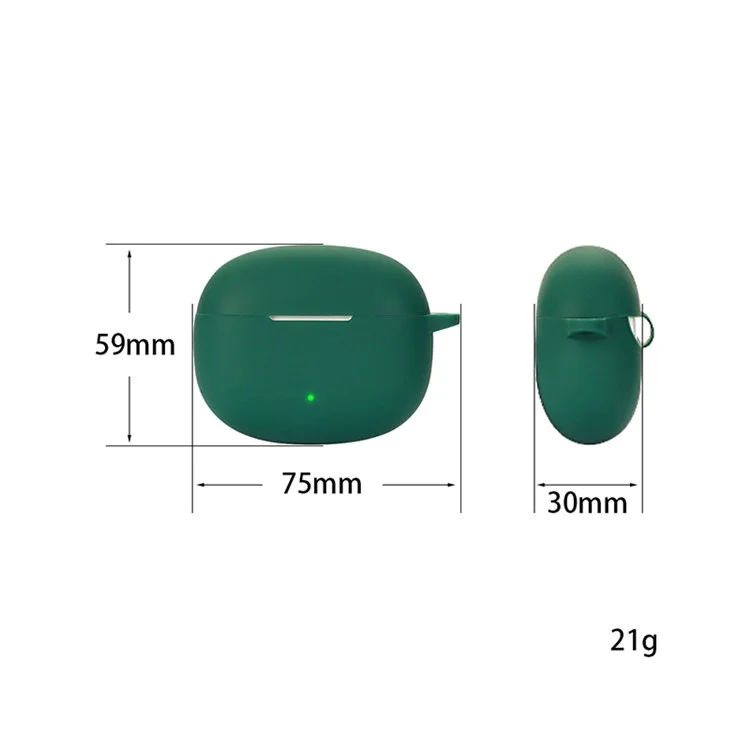 For Honor Earbuds X3i Silicone Bluetooth-compatible Earphone Silicone Case Anti-drop Earbuds Cover with Anti-lost Buckle - Blackish Green