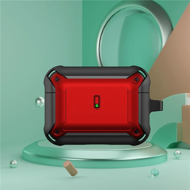 For Apple AirPods Pro Charging Case Cover Dual Color Protective Cover Slide Open TPU+PC Case - Black / Red