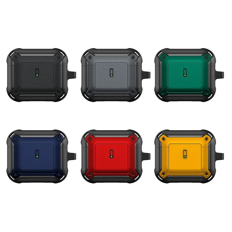 For Apple AirPods 3 Charging Case Cover Drop Proof Dual Color Protective Cover Slide Open TPU+PC Case - Black  /  Green
