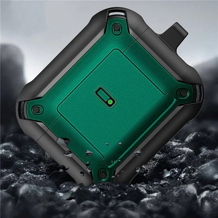 For Apple AirPods 3 Charging Case Cover Drop Proof Dual Color Protective Cover Slide Open TPU+PC Case - Black  /  Green