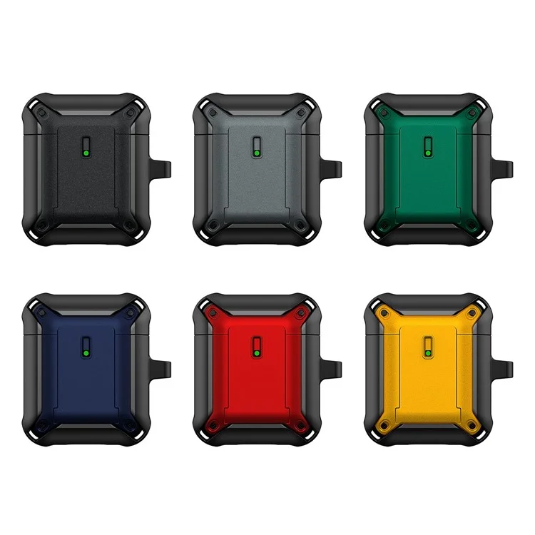 For Apple AirPods with Charging Case (2016)  /  (2019)  /  AirPods with Wireless Charging Case (2019) Dual Color Protective Cover Slide Open TPU+PC Case - Black