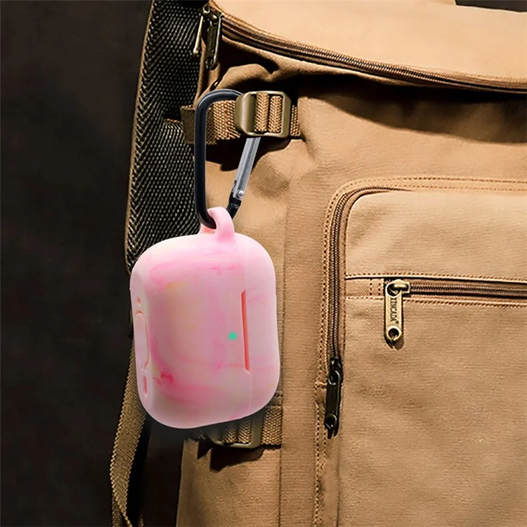 Para AirPods Pro 2 Case de Protección de Silicona Blanda Elegante Con Cubierta a Prueba de Caída de Auriculares Bluetooth Con Carabinero - Violeta