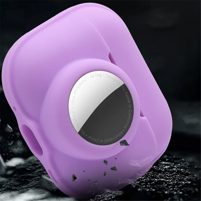 For Apple AirPods Pro 2 + for AirTag Case Silicone Protective Cover - Fluorescent Pink