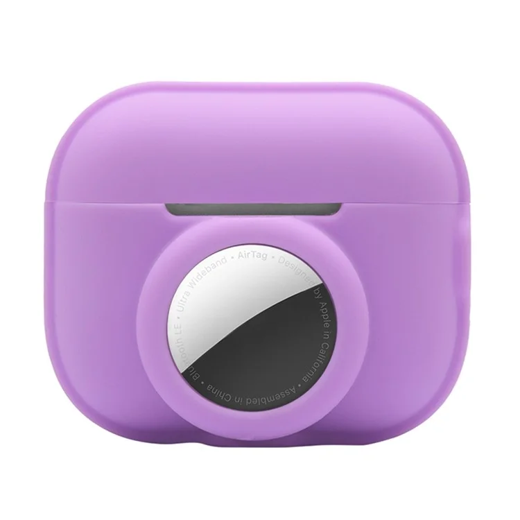 For Apple AirPods Pro 2 + for AirTag Case Silicone Protective Cover - Purple