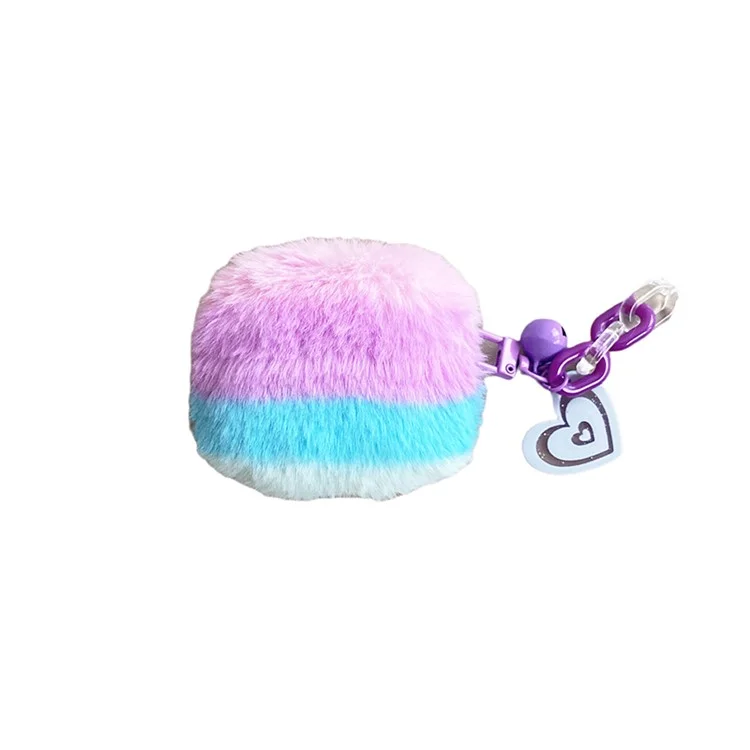 Para Apple AirPods 3 Color Spliting Soft Fluetooth Bluetooth Case de Protección Anti-drop Cubierta Con Colgante de Corazón - Violeta / Azul