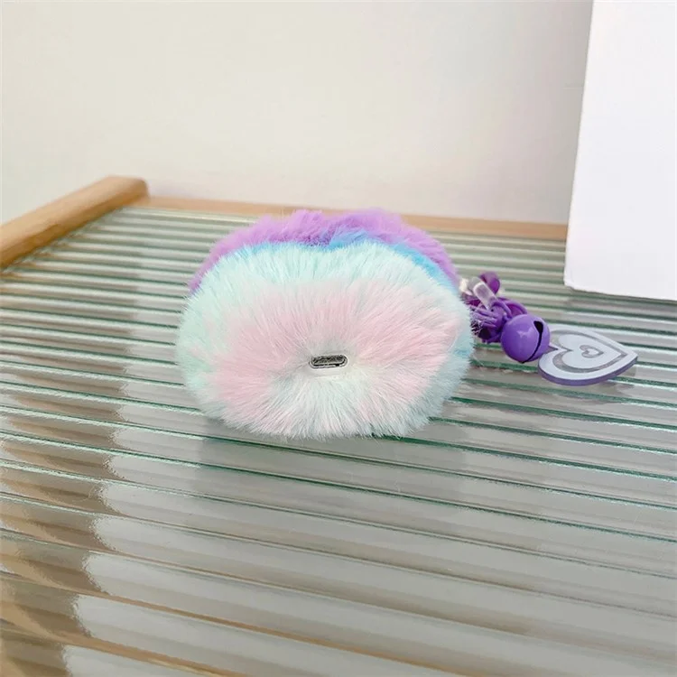 Para Apple AirPods 3 Color Spliting Soft Fluetooth Bluetooth Case de Protección Anti-drop Cubierta Con Colgante de Corazón - Violeta / Azul