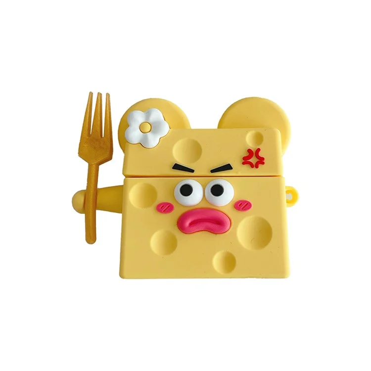 For Apple AirPods 3 Funny Cartoon Cheese Design Bluetooth-compatible Earphone Drop-proof Case Silicone Protective Cover