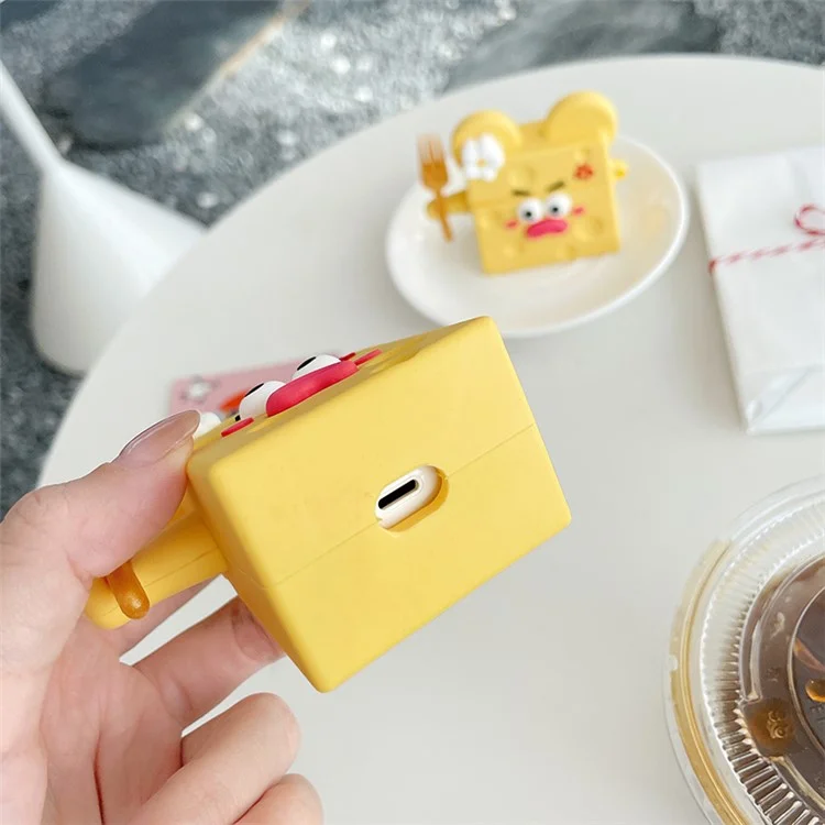 For Apple AirPods 3 Funny Cartoon Cheese Design Bluetooth-compatible Earphone Drop-proof Case Silicone Protective Cover
