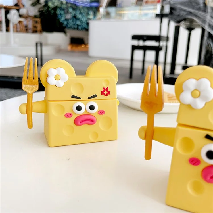 For Apple AirPods 3 Funny Cartoon Cheese Design Bluetooth-compatible Earphone Drop-proof Case Silicone Protective Cover