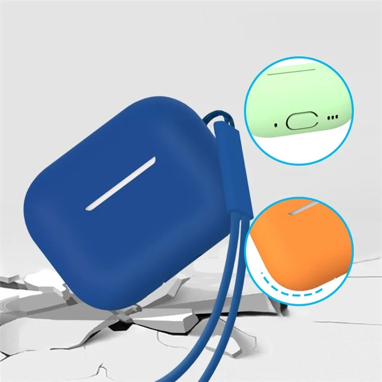 Custodia in silicone per auricolari da 2,0 mm per Apple AirPods Pro 2, cover anti-caduta per auricolari Bluetooth con cinturino - Blu notte