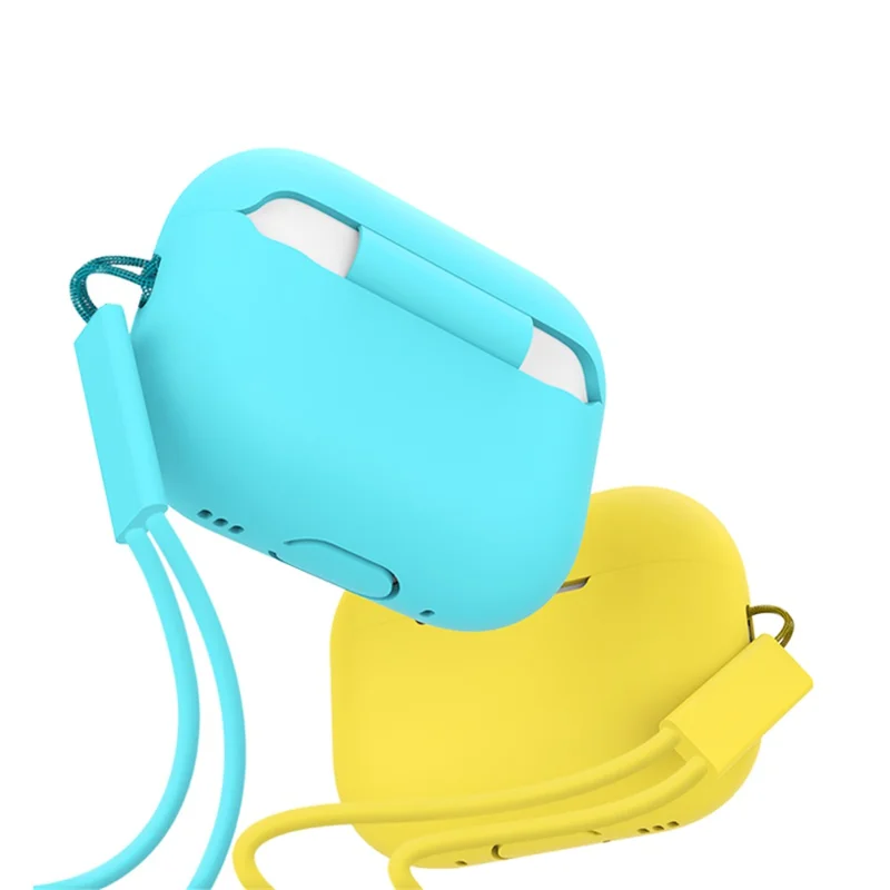 2.0mm Earphone Silicone Case for Apple AirPods Pro 2, Bluetooth-compatible Earbuds Anti-drop Cover with Strap - Brown