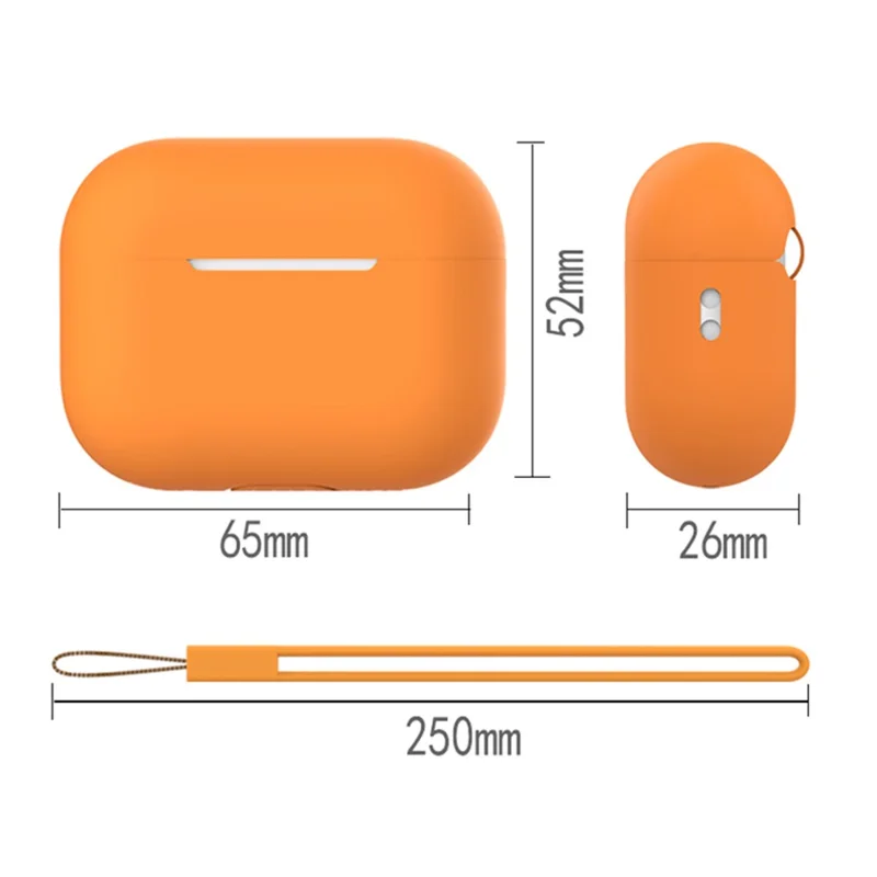 2.0mm Earphone Silicone Case for Apple AirPods Pro 2, Bluetooth-compatible Earbuds Anti-drop Cover with Strap - Brown