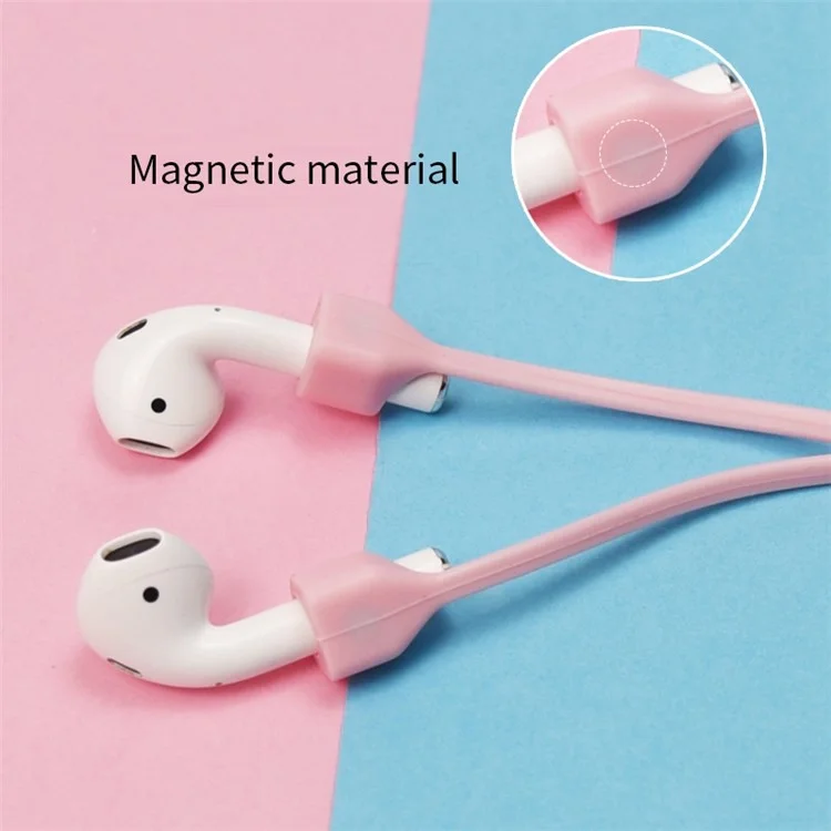 Compatible with Apple AirPods Pro (Gen 2) (USB-C) / Pro 2 Magnetic Absorption Strap Colorful Soft Silicone Cable Anti-Lost Rope Tear-resistant Cord - Black