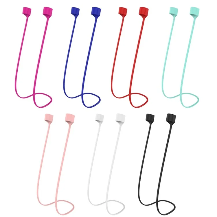 Compatible with Apple AirPods Pro (Gen 2) (USB-C) / Pro 2 Magnetic Absorption Strap Colorful Soft Silicone Cable Anti-Lost Rope Tear-resistant Cord - Black