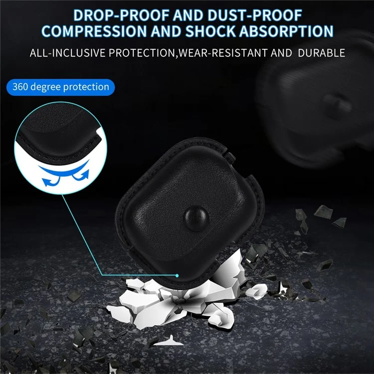 For AirPods Pro (Gen 2) (USB-C) / Pro 2 PU Leather Bluetooth-Compatible Earphone Case Protective Cover - Black