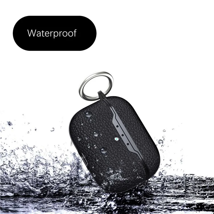 Per AirPods Pro 2 Litchi Texture Soft TPU Bluetooth Auricolare Custodia Protezione Ultra-sottile con Anello Fibbia - Verde