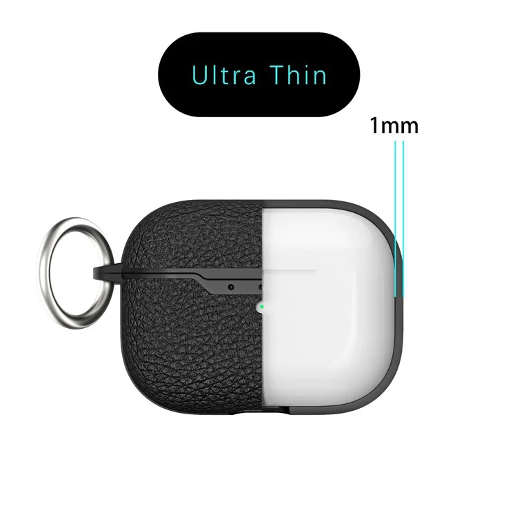 Per AirPods Pro 2 Litchi Texture Soft TPU Bluetooth Auricolare Custodia Protezione Ultra-sottile con Anello Fibbia - Verde