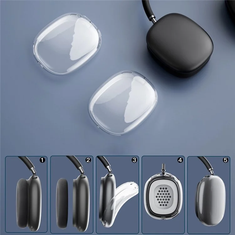 Custodia in TPU morbido per Apple AirPods Max, custodia protettiva antischegge per cuffie - Trasparente Nero