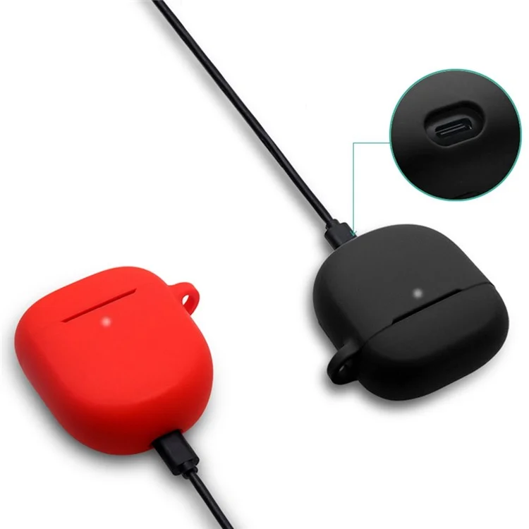 For Bose Quiet Comfort Earbuds II Protective Case Wireless Noise-canceling Headset Silicone Cover with Anti-Loss Hanging Buckle - Luminous White