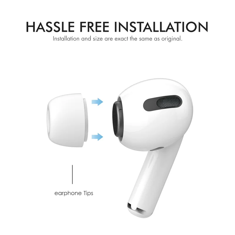AHASTYLE PT99-1 1 Pair Earbud Ear Tips for Apple AirPods Pro 2 / AirPods Pro Bluetooth-compatible Earphone Silicone Caps Covers Replacement - White / L