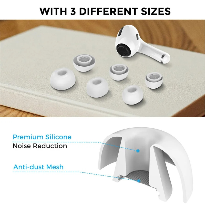 AHASTYLE WG86 1 Pairs Earbuds Covers for Apple AirPods Pro 2 / AirPods Pro Soft Silicone Caps In-Ear Earphone Eartips - S
