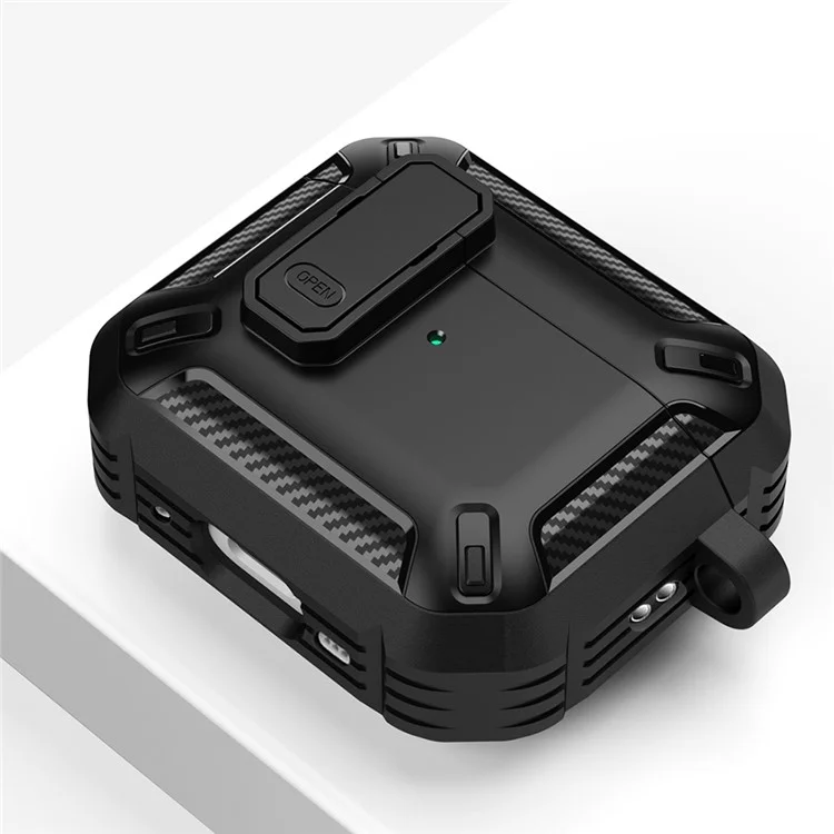Pour Apple AirPods Pro 2 TPU + PC Étui de protection d'oreillette Boîtier de chargement Couvercle antichute avec mousqueton - Noir / Jaune
