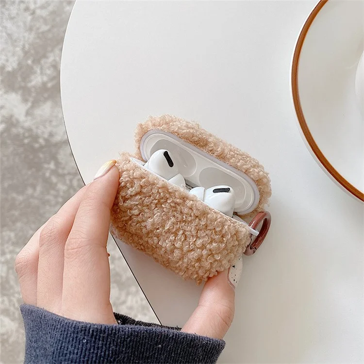 Für Apple Airpods Pro 2 Festkörperplüschhülle Bluetooth Earphone Earbud Anti-scratch-tpu-abdeckung Mit Schnalle - Braun