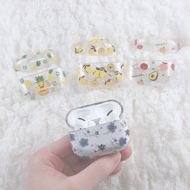 Til Apple AirPods Pro (2. generation) (USB-C) / Pro 2 Hård PC-øretelefonbeskytter med lakkeret frugtblomstermønster Bluetooth-kompatibel beskyttelsesdækk - Stil E