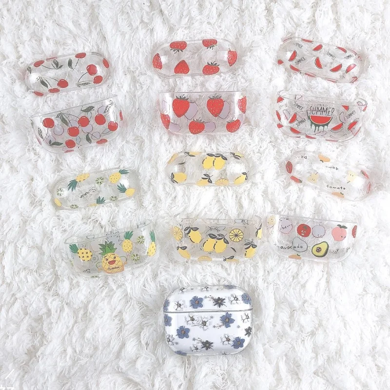 Til Apple AirPods Pro (2. generation) (USB-C) / Pro 2 Hård PC-øretelefonbeskytter med lakkeret frugtblomstermønster Bluetooth-kompatibel beskyttelsesdækk - Stil E