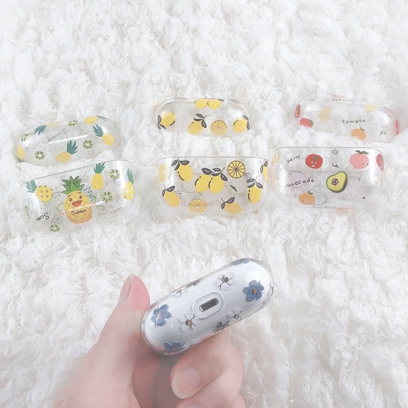 Til Apple AirPods Pro (2. generation) (USB-C) / Pro 2 Hård PC-øretelefonbeskytter med lakkeret frugtblomstermønster Bluetooth-kompatibel beskyttelsesdækk - Stil E