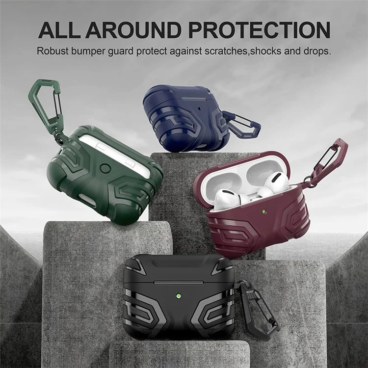 Para AirPods Pro 2 Funda Protectora Estilizada de TPU Auricular Bluetooth Antigotas con Hebilla Colgante - Negro