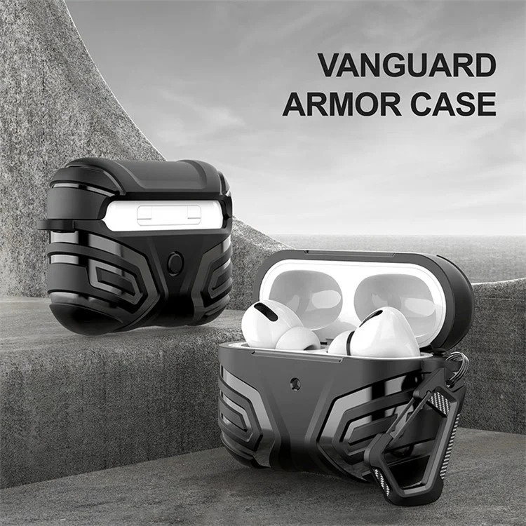 Para AirPods Pro 2 Funda Protectora Estilizada de TPU Auricular Bluetooth Antigotas con Hebilla Colgante - Negro