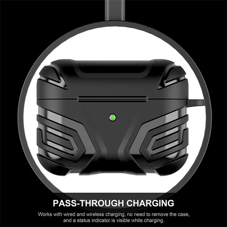 Para AirPods Pro 2 Funda Protectora Estilizada de TPU Auricular Bluetooth Antigotas con Hebilla Colgante - Negro