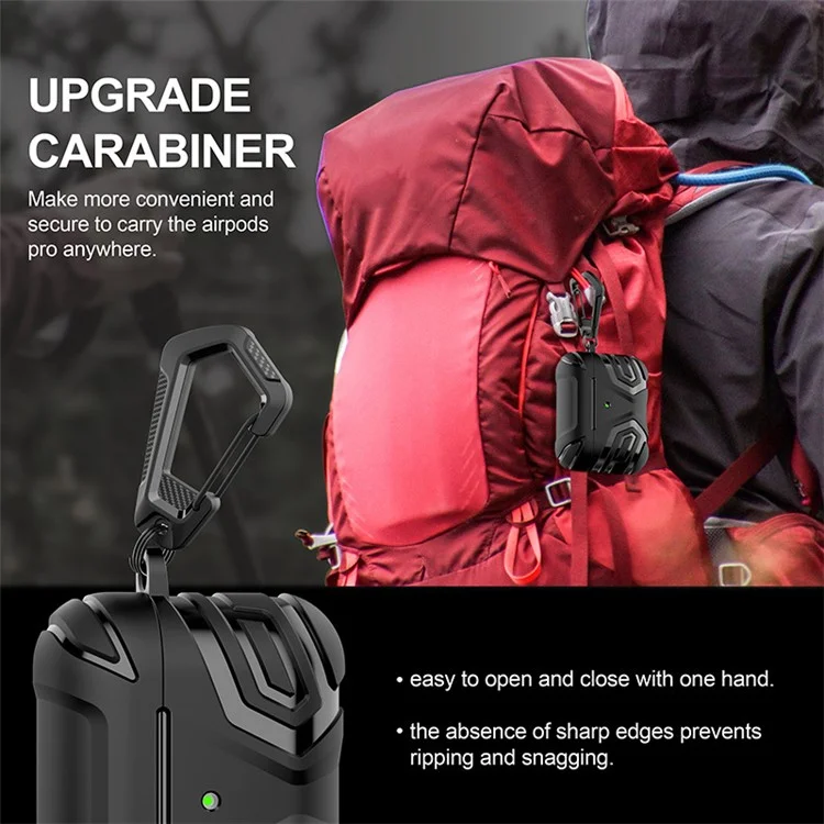 Para AirPods Pro 2 Funda Protectora Estilizada de TPU Auricular Bluetooth Antigotas con Hebilla Colgante - Negro