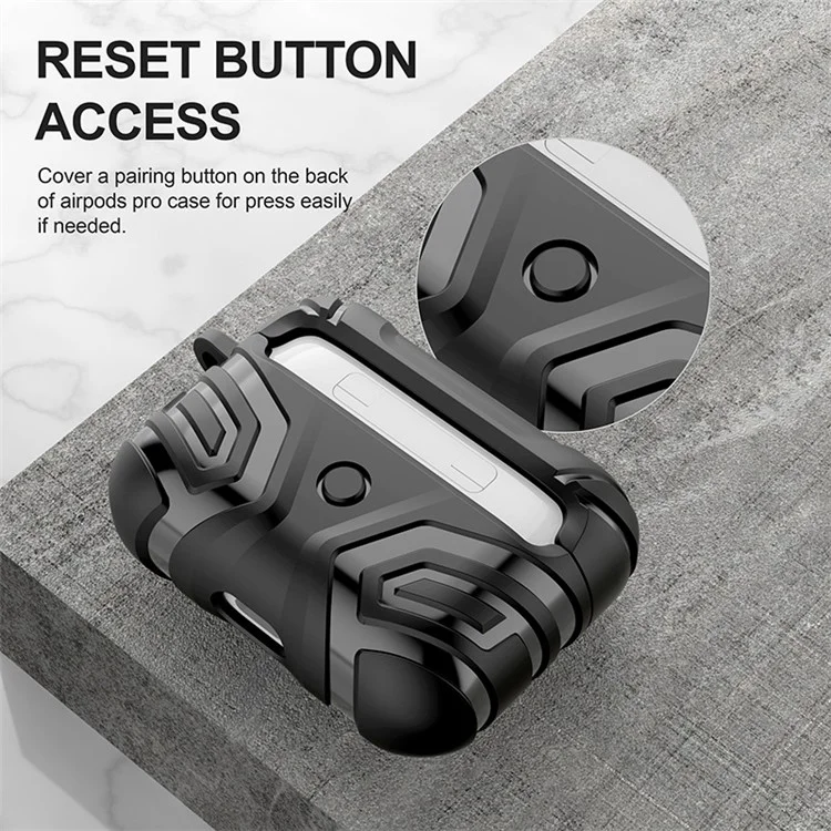 Para AirPods Pro 2 Funda Protectora Estilizada de TPU Auricular Bluetooth Antigotas con Hebilla Colgante - Negro