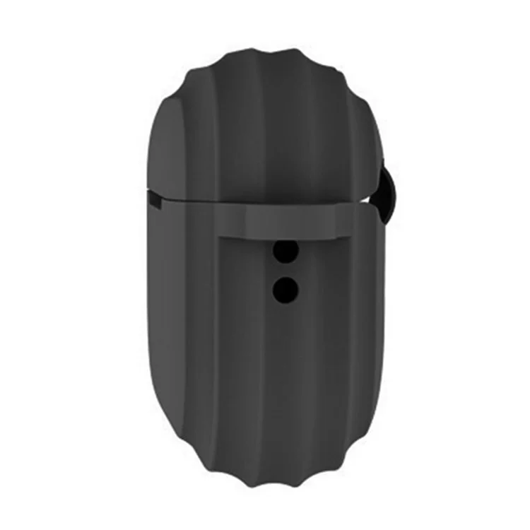 For AirPods Pro 2 Earphone Case Shock Resistant Soft Silicone Cover with Anti-Lost Carabiner - Black