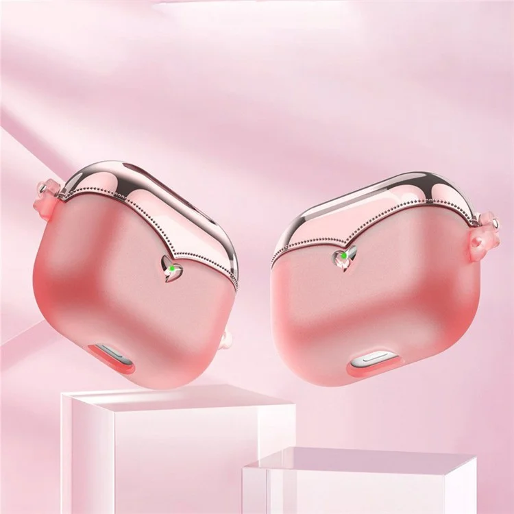 Pour AirPods Pro 2 TPU Wireless Bluetooth Earphone Board Full Body Stocking Apropile Couvercle Avec Boucle Annulaire - Rose Transparent