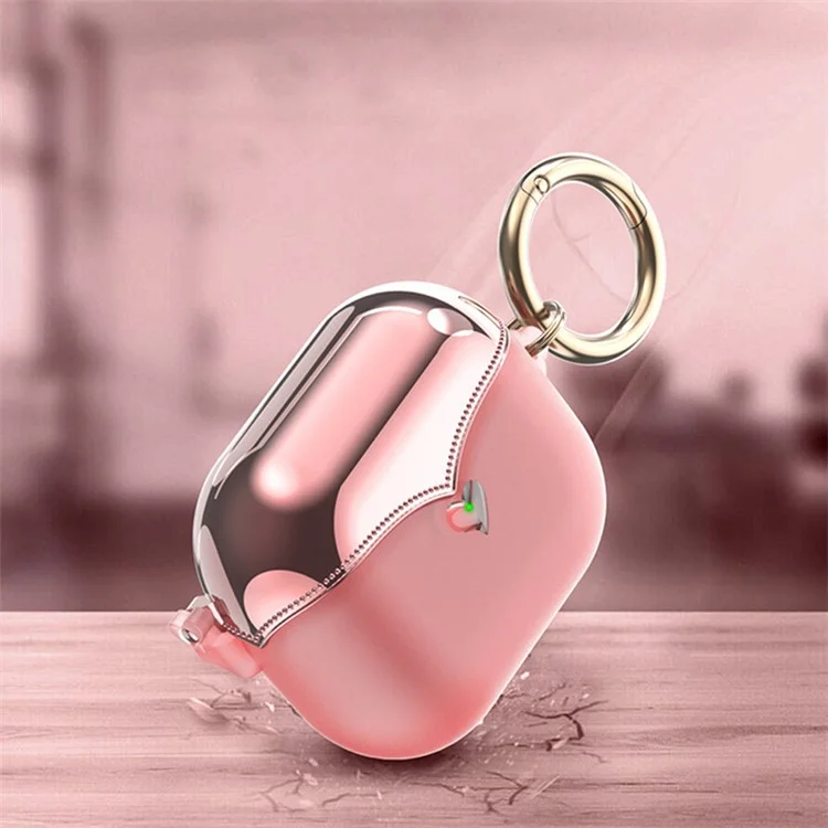 Pour AirPods Pro 2 TPU Wireless Bluetooth Earphone Board Full Body Stocking Apropile Couvercle Avec Boucle Annulaire - Rose Transparent