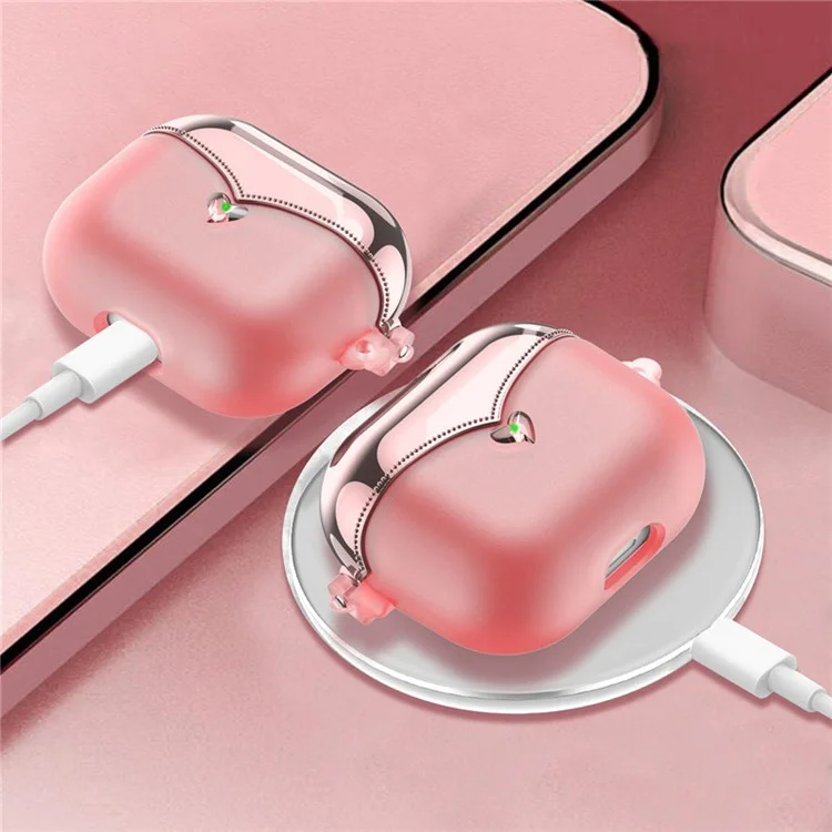 Pour AirPods Pro 2 TPU Wireless Bluetooth Earphone Board Full Body Stocking Apropile Couvercle Avec Boucle Annulaire - Rose Transparent